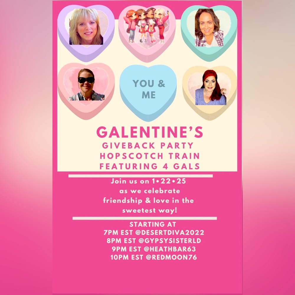 Galantine’s Giveback Hopscotch Party Train Join the fun! Please like!